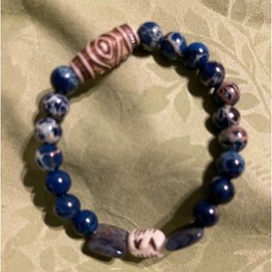 Blue Bead Stretch Bracelet
